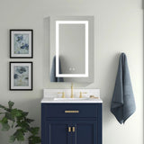WELLFOR 20-in x 30-in x 4.6-in Silver Soft Close Bathroom Wall Cabinet