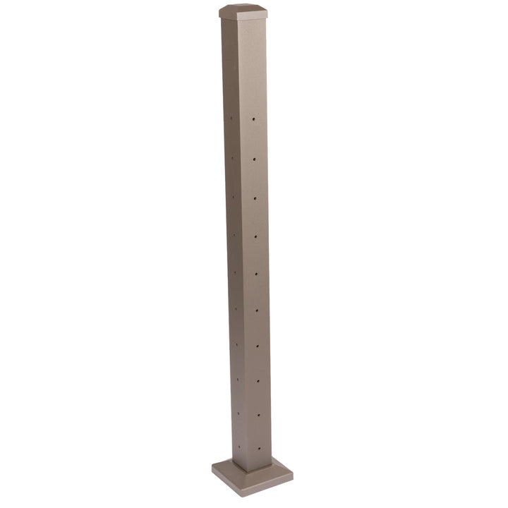 Deckorators Contemporary Cable 2.5-in x 2.5-in x 3-1/4-ft Textured Bronze Aluminum Deck Corner Post