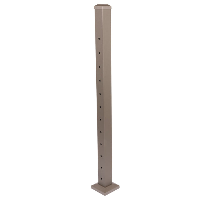 Deckorators Contemporary Cable 2.5-in x 2.5-in x 3-1/2-ft Textured Bronze Aluminum Deck End Post