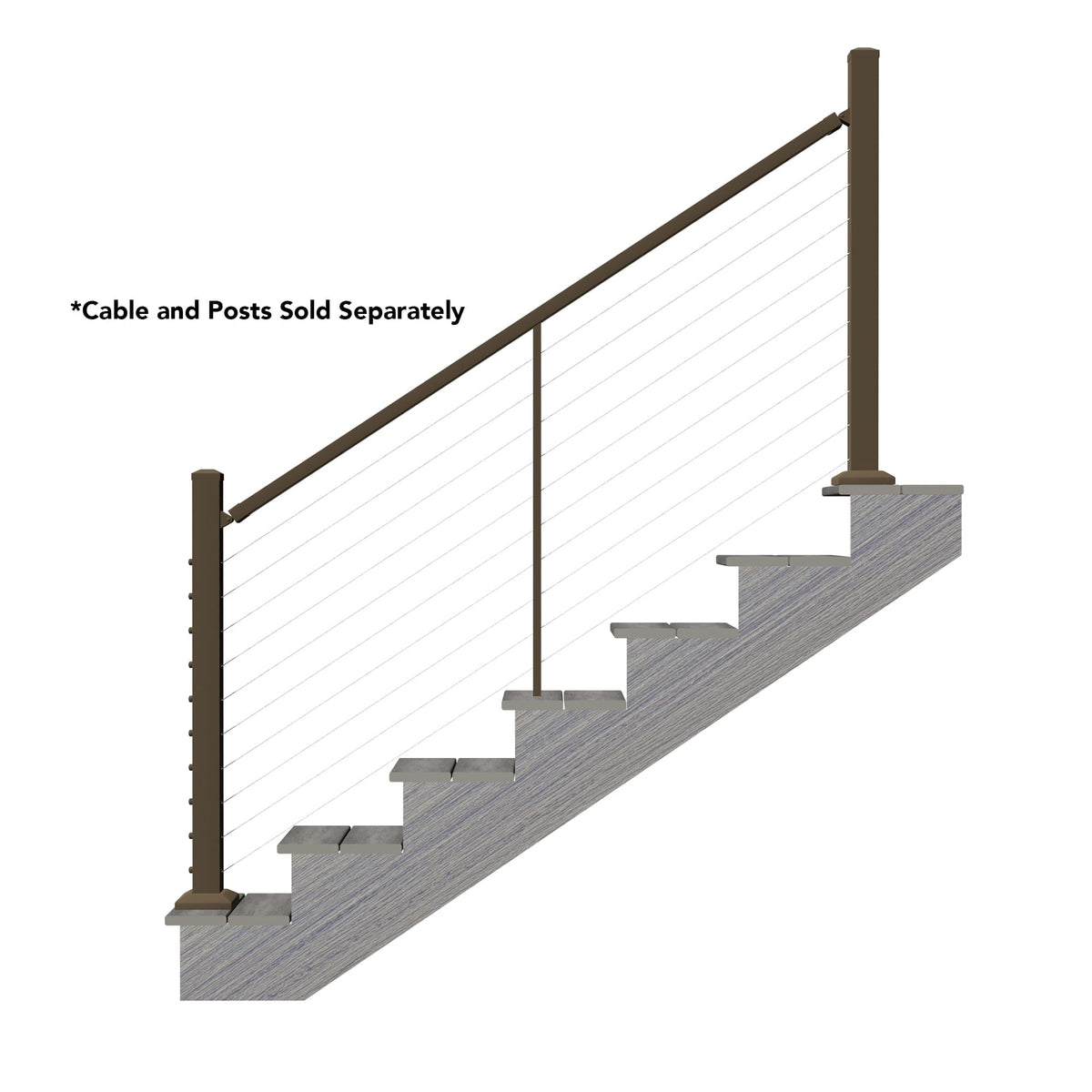 Deckorators Contemporary Cable 6-ft x 2-in Textured Bronze Aluminum Deck Stair Cable Rail Kit