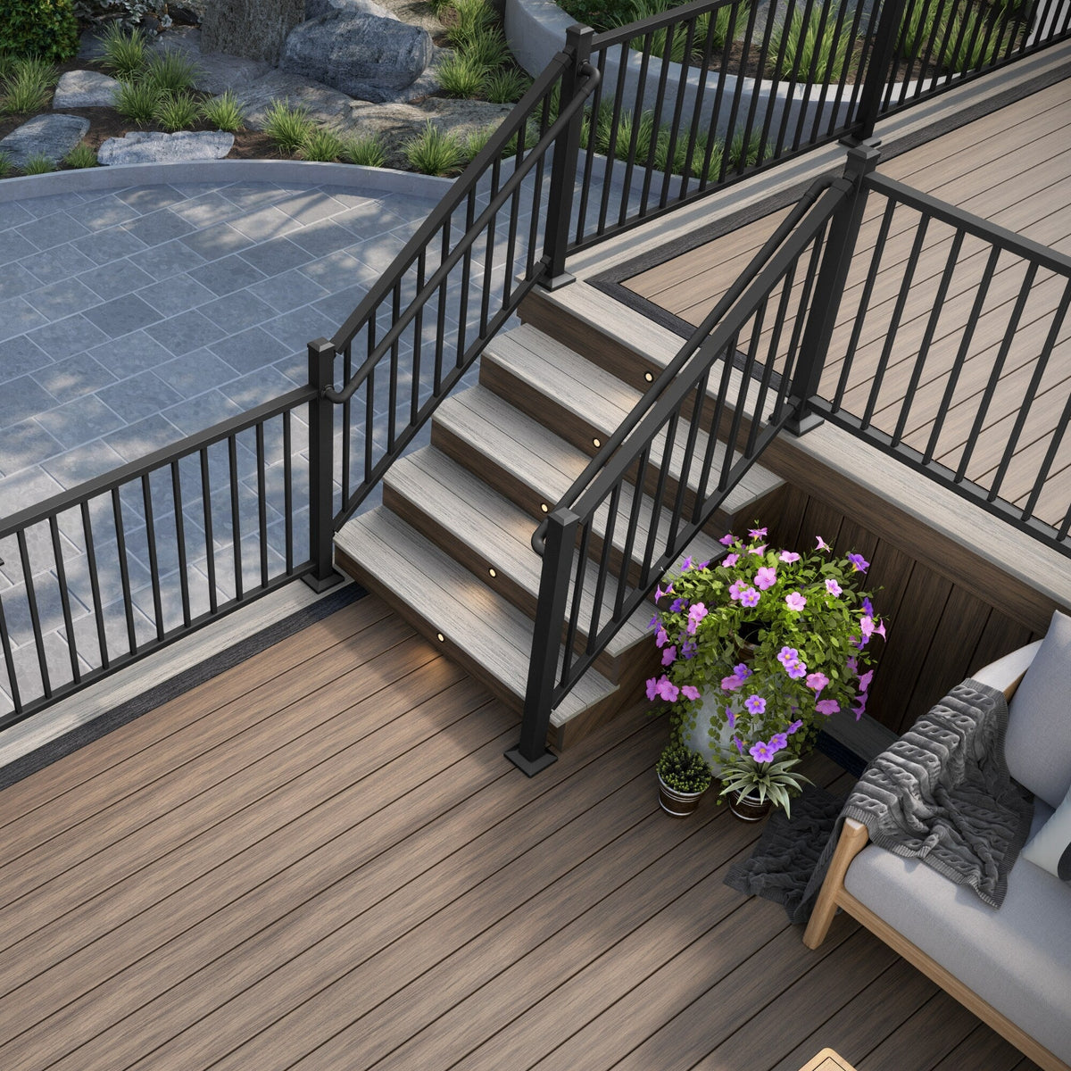 Deckorators Rapid Rail 2.5-in x 2.5-in x 4-1/2-ft Matte Black Aluminum Deck Bottom Stair Post
