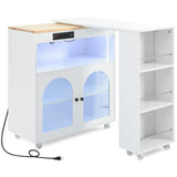 Xspracer White Mdf Base with Wood Top Rolling Kitchen Island (17-in x 33-in x 37-in)
