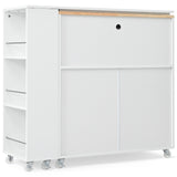 Xspracer White Mdf Base with Wood Top Rolling Kitchen Island (17-in x 33-in x 37-in)