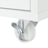 Xspracer White Mdf Base with Wood Top Rolling Kitchen Island (17-in x 33-in x 37-in)