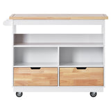 Xspracer White Mdf Base with Wood Top Rolling Kitchen Island (22-in x 46-in x 36-in)