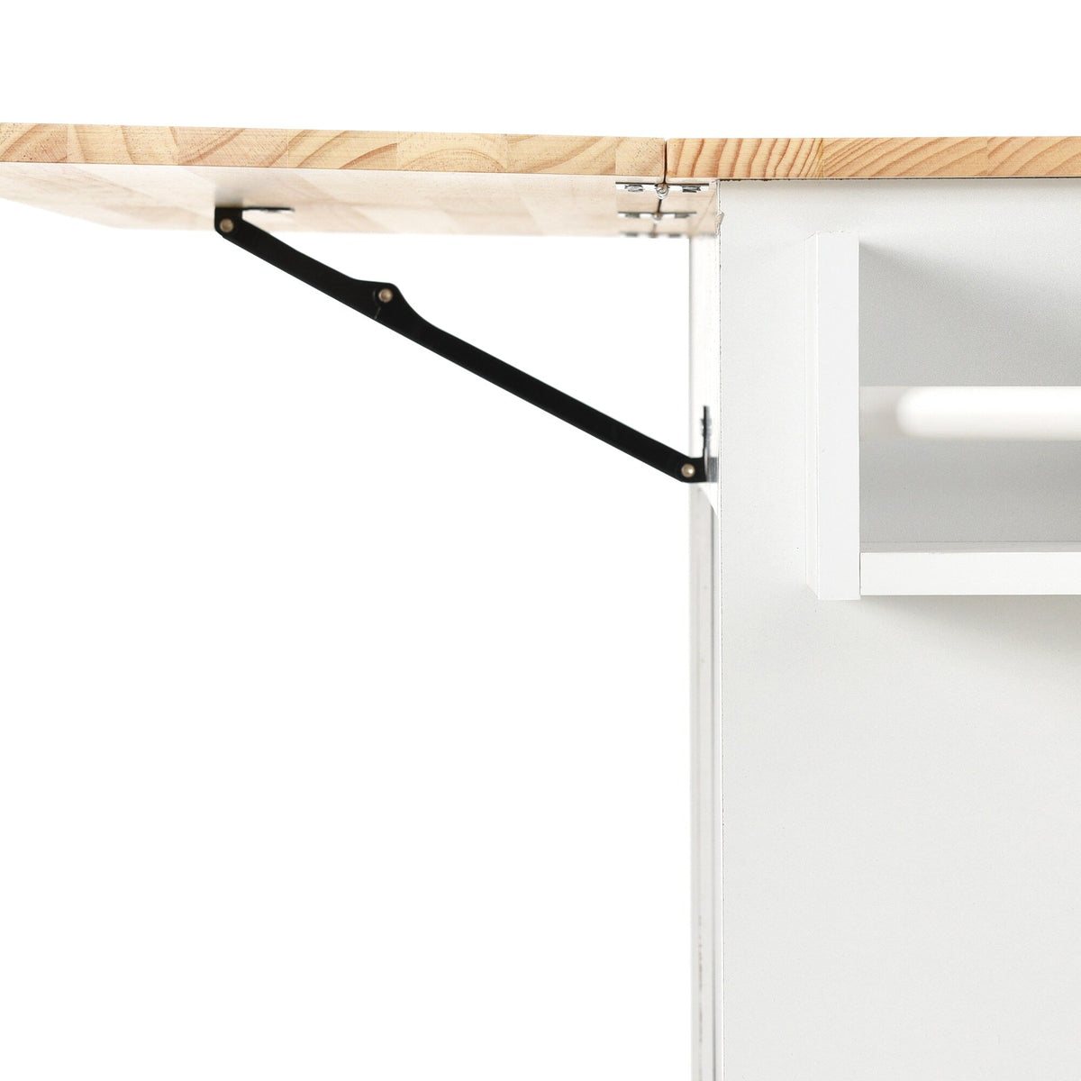 Xspracer White Mdf Base with Wood Top Rolling Kitchen Island (30-in x 53-in x 37-in)