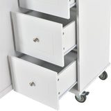 Xspracer White Mdf Base with Wood Top Rolling Kitchen Island (30-in x 53-in x 37-in)