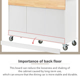 Xspracer White Mdf Base with Wood Top Rolling Kitchen Island (30-in x 53-in x 37-in)