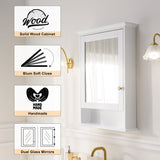 Forclover 24-in x 34-in Surface Mount White Mirrored Soft Close Medicine Cabinet