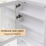 Forclover 24-in x 34-in Surface Mount White Mirrored Soft Close Medicine Cabinet