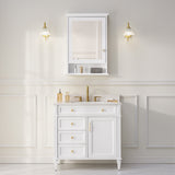 Forclover 24-in x 34-in Surface Mount White Mirrored Soft Close Medicine Cabinet