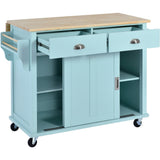 Xspracer Green Mdf Base with Wood Top Rolling Kitchen Island (21-in x 52-in x 37-in)