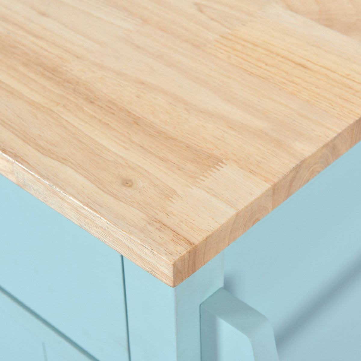 Xspracer Green Mdf Base with Wood Top Rolling Kitchen Island (21-in x 52-in x 37-in)