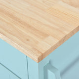 Xspracer Green Mdf Base with Wood Top Rolling Kitchen Island (21-in x 52-in x 37-in)