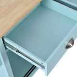 Xspracer Green Mdf Base with Wood Top Rolling Kitchen Island (21-in x 52-in x 37-in)