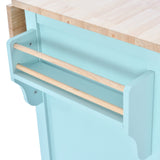 Xspracer Green Mdf Base with Wood Top Rolling Kitchen Island (21-in x 52-in x 37-in)