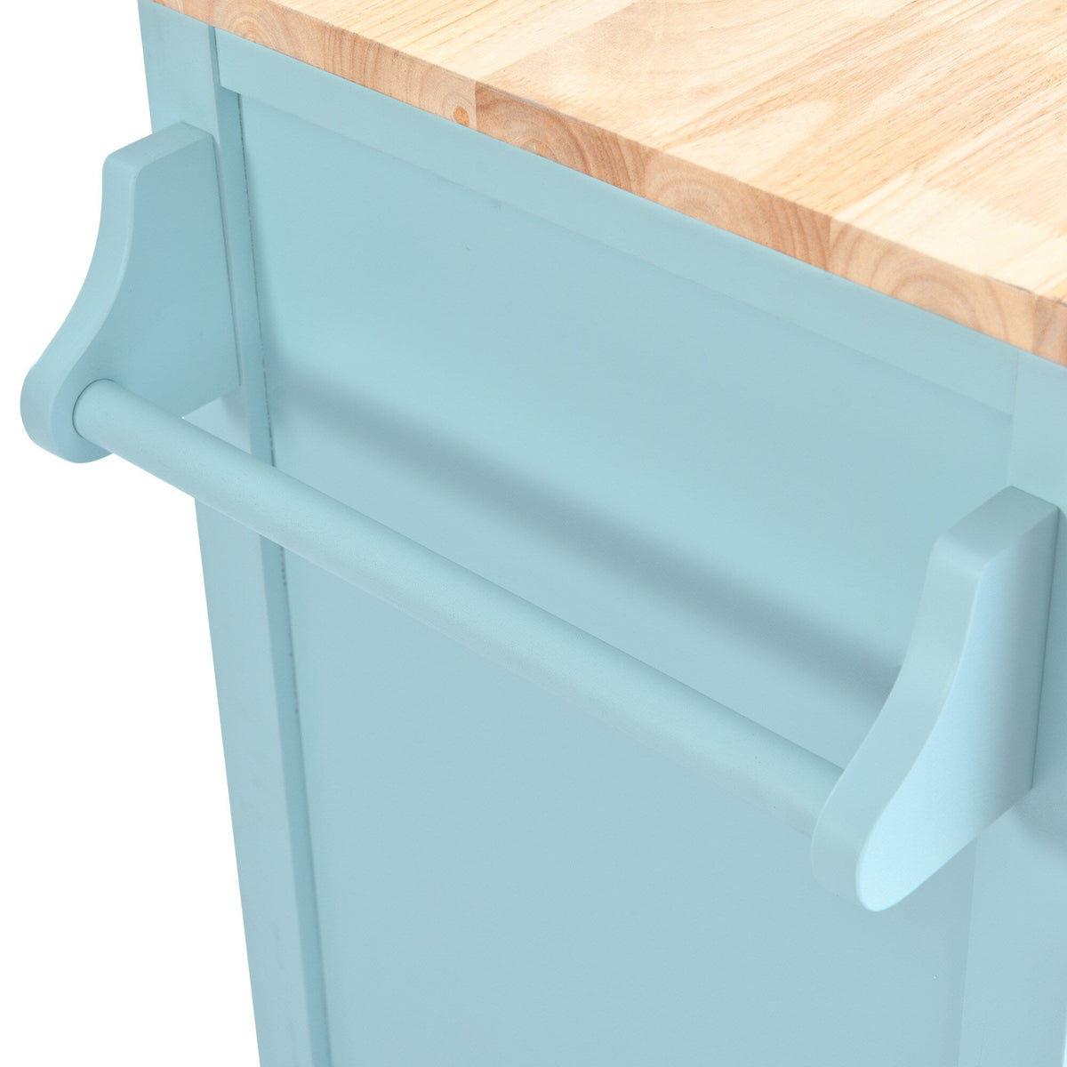 Xspracer Green Mdf Base with Wood Top Rolling Kitchen Island (21-in x 52-in x 37-in)