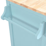 Xspracer Green Mdf Base with Wood Top Rolling Kitchen Island (21-in x 52-in x 37-in)