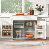 Xspracer White Mdf Base with Wood Top Rolling Kitchen Island (26-in x 39-in x 34-in)