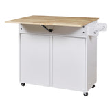 Xspracer White Mdf Base with Wood Top Rolling Kitchen Island (26-in x 39-in x 34-in)