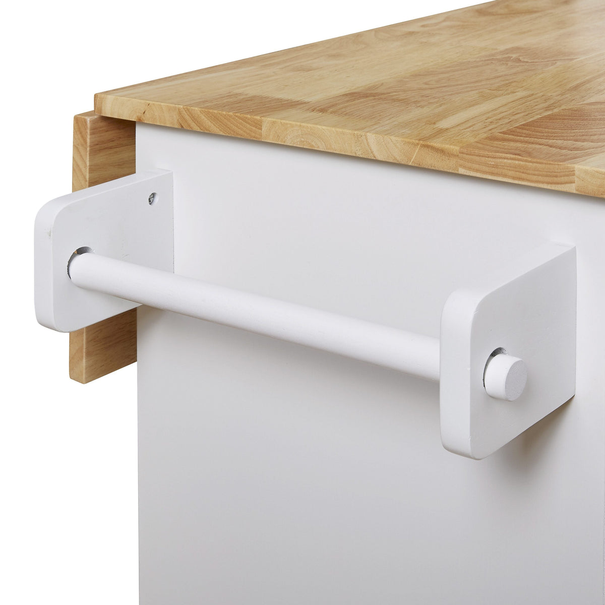 Xspracer White Mdf Base with Wood Top Rolling Kitchen Island (26-in x 39-in x 34-in)