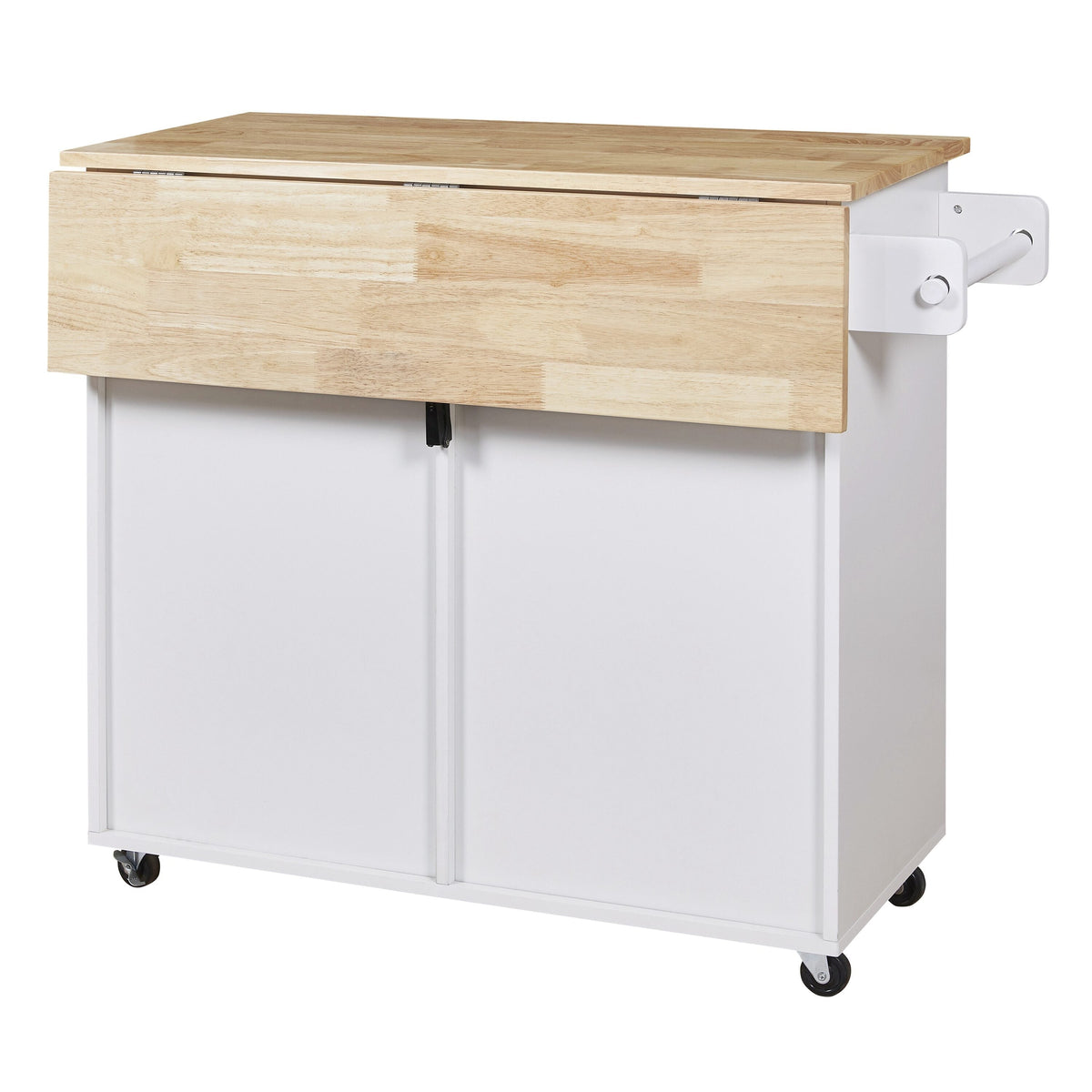 Xspracer White Mdf Base with Wood Top Rolling Kitchen Island (26-in x 39-in x 34-in)