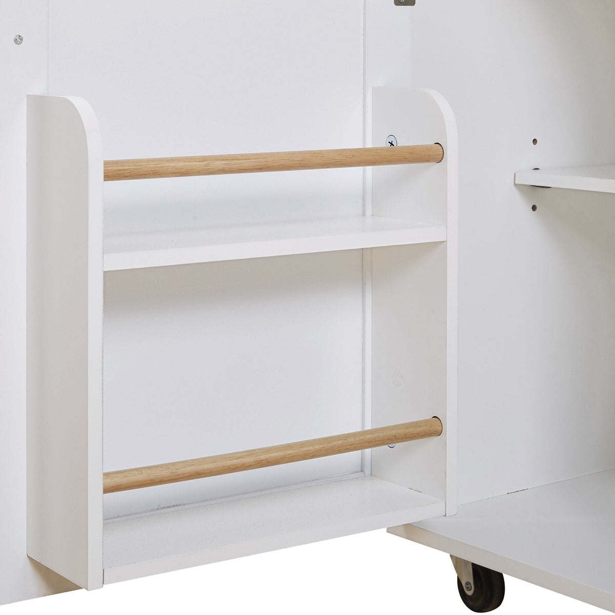 Xspracer White Mdf Base with Wood Top Rolling Kitchen Island (26-in x 39-in x 34-in)