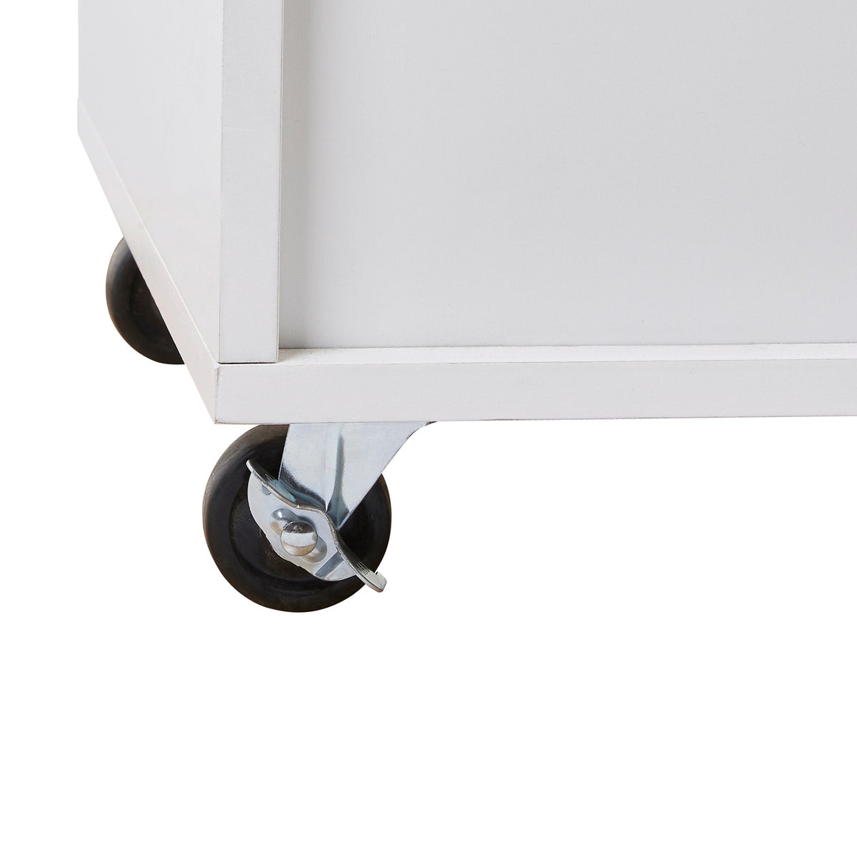 Xspracer White Mdf Base with Wood Top Rolling Kitchen Island (26-in x 39-in x 34-in)