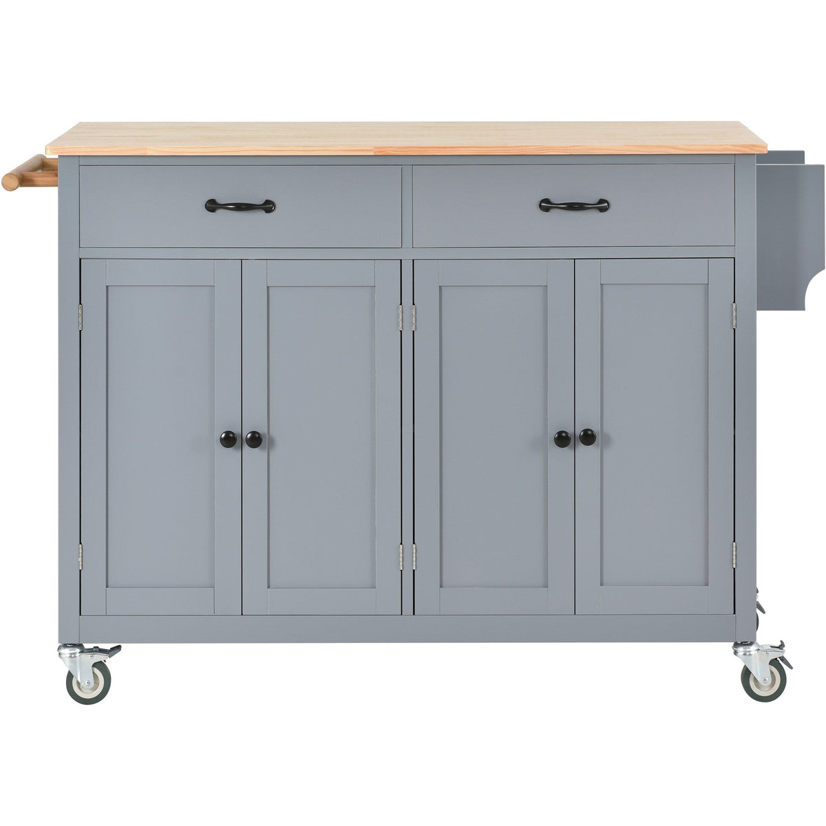 Xspracer Gray Mdf Base with Wood Top Rolling Kitchen Island (19-in x 54-in x 36-in)