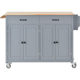 Xspracer Gray Mdf Base with Wood Top Rolling Kitchen Island (19-in x 54-in x 36-in)