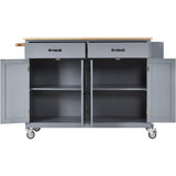 Xspracer Gray Mdf Base with Wood Top Rolling Kitchen Island (19-in x 54-in x 36-in)