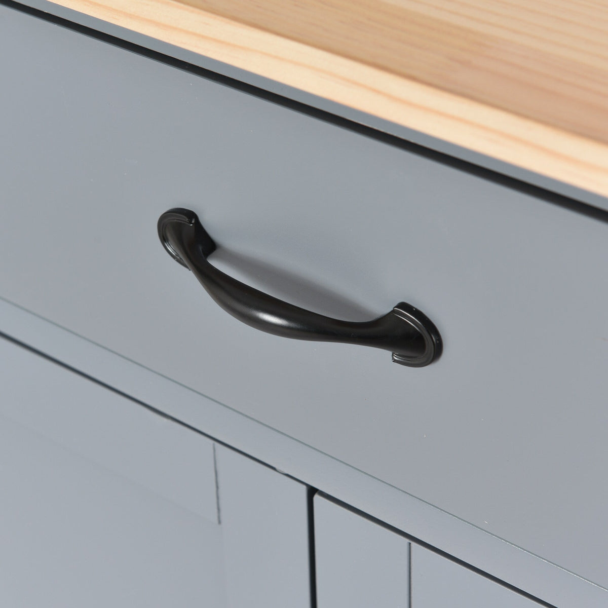Xspracer Gray Mdf Base with Wood Top Rolling Kitchen Island (19-in x 54-in x 36-in)