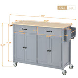 Xspracer Gray Mdf Base with Wood Top Rolling Kitchen Island (19-in x 54-in x 36-in)