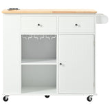 Xspracer White Mdf Base with Wood Top Rolling Kitchen Island (29-in x 40-in x 34-in)
