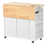 Xspracer White Mdf Base with Wood Top Rolling Kitchen Island (29-in x 40-in x 34-in)