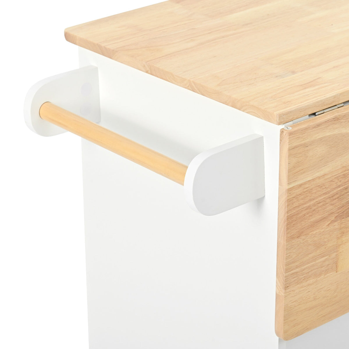 Xspracer White Mdf Base with Wood Top Rolling Kitchen Island (29-in x 40-in x 34-in)