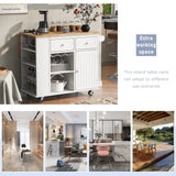 Xspracer White Mdf Base with Wood Top Rolling Kitchen Island (29-in x 40-in x 34-in)