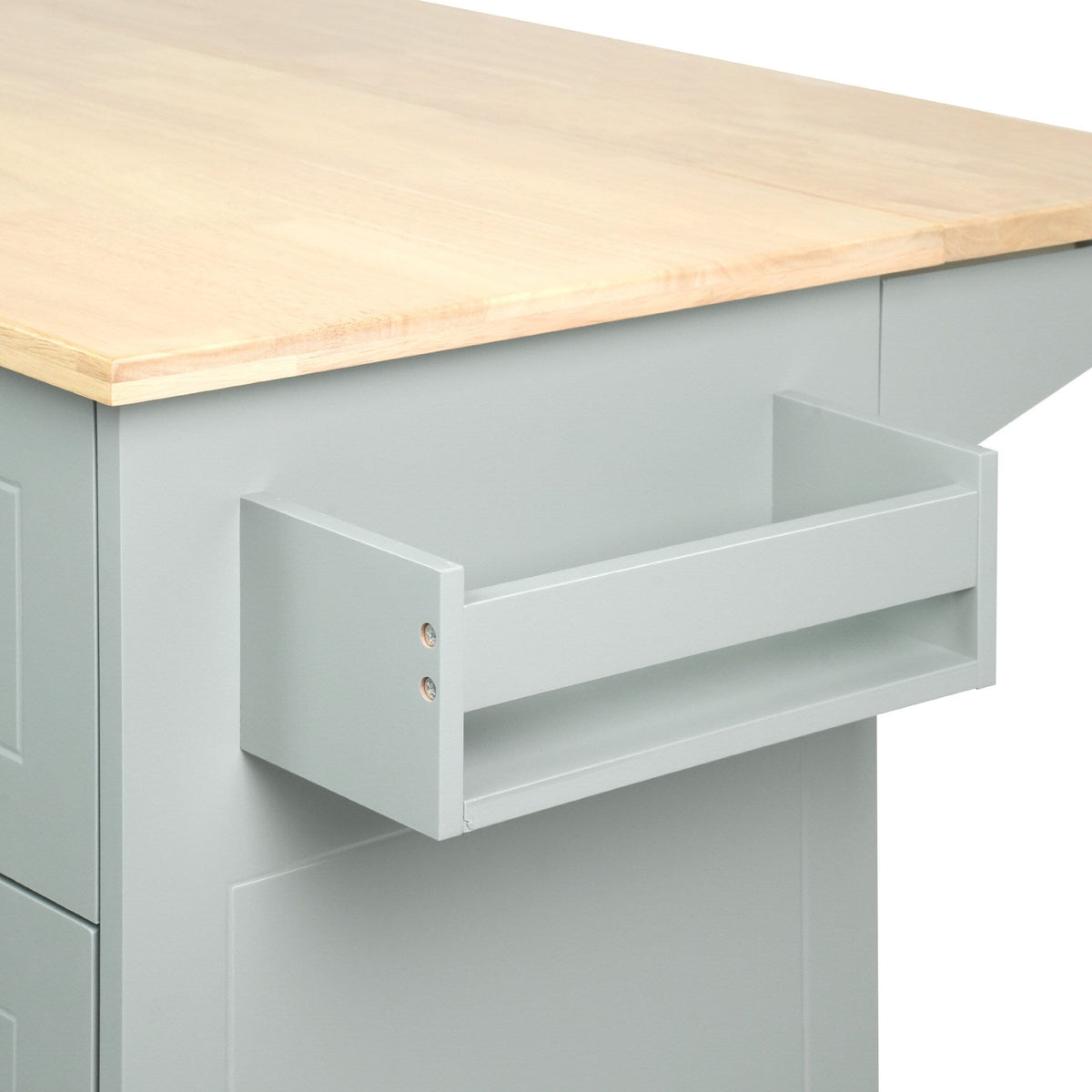 Xspracer Gray Mdf Base with Wood Top Rolling Kitchen Island (29-in x 54-in x 37-in)