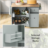 Xspracer Gray Mdf Base with Wood Top Rolling Kitchen Island (29-in x 54-in x 37-in)