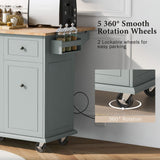 Xspracer Gray Mdf Base with Wood Top Rolling Kitchen Island (29-in x 54-in x 37-in)