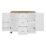 Xspracer White Mdf Base with Wood Top Rolling Kitchen Island (17-in x 50-in x 37-in)