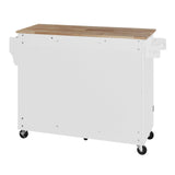 Xspracer White Mdf Base with Wood Top Rolling Kitchen Island (17-in x 50-in x 37-in)