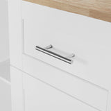 Xspracer White Mdf Base with Wood Top Rolling Kitchen Island (17-in x 50-in x 37-in)