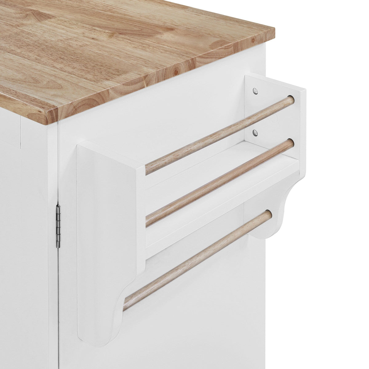 Xspracer White Mdf Base with Wood Top Rolling Kitchen Island (17-in x 50-in x 37-in)