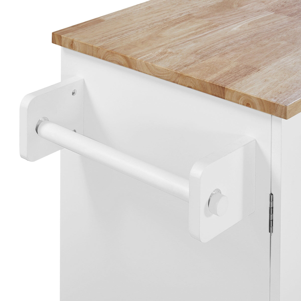 Xspracer White Mdf Base with Wood Top Rolling Kitchen Island (17-in x 50-in x 37-in)