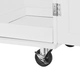 Xspracer White Mdf Base with Wood Top Rolling Kitchen Island (17-in x 50-in x 37-in)