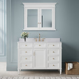 Forclover Solid Wood 40-in x 32-in Recessed Mount White Mirrored Soft Close Medicine Cabinet