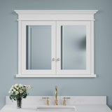 Forclover Solid Wood 40-in x 32-in Recessed Mount White Mirrored Soft Close Medicine Cabinet