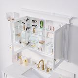 Forclover Solid Wood 40-in x 32-in Recessed Mount White Mirrored Soft Close Medicine Cabinet