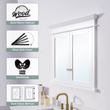 Forclover Solid Wood 40-in x 32-in Recessed Mount White Mirrored Soft Close Medicine Cabinet